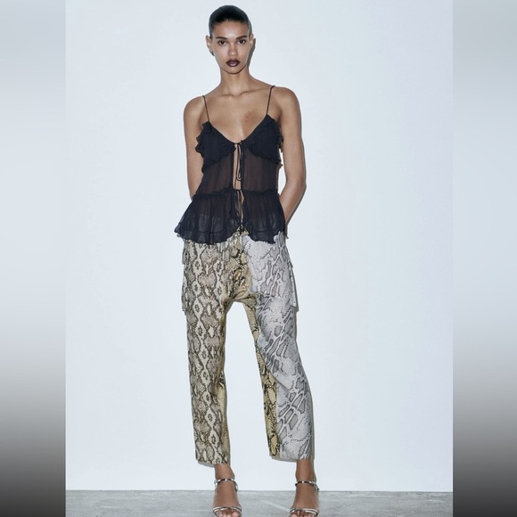 Zara Snakeskin Patchwork Pants XS - Picture 5 of 7